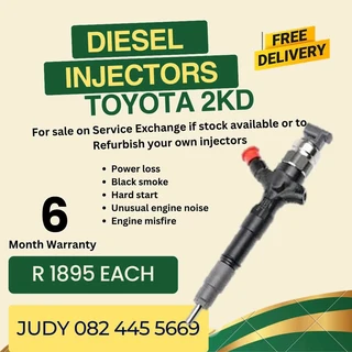 Toyota 2KD Diesel injectors for sale on service exchange or to recon