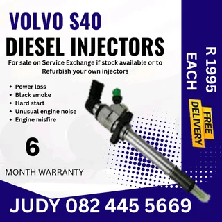 Volvo S40 Diesel injectors for sale on service exchange or to recon