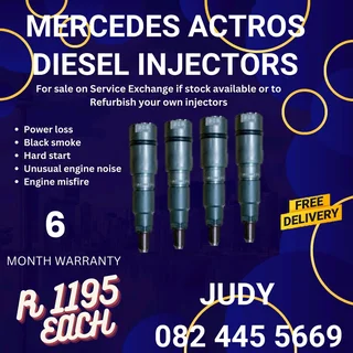 Mercedes Actros Diesel injectors for sale on service exchange or to recon