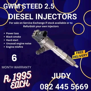 GWM Steed 2.5 Diesel Injector for sale on service exchange or to recon
