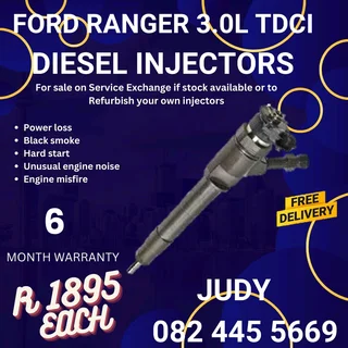 Ford Ranger 3.0L TDCI Diesel Injector for sale on service exchange or to recon