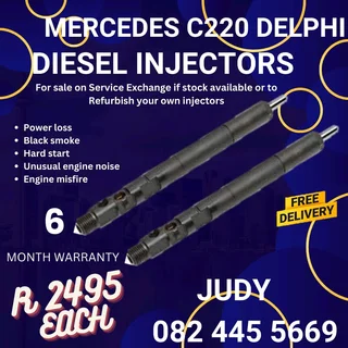 Mercedes C220 Delphi Diesel Injector for sale on service exchange or to recon