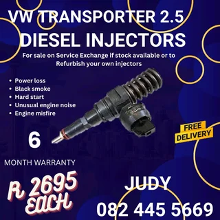 VW Transporter 2.5 Diesel Injector for sale on service exchange or to recon