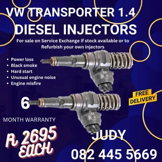 VW Transporter 1.4 Diesel injectors for sale on service exchange or to recon