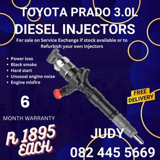 Toyota Prado 3.0L Diesel Injector for sale on service exchange or to recon