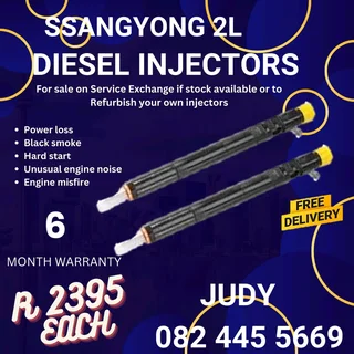 Ssangyong 2L Diesel injectors for sale on service exchange or to recon