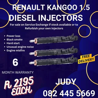 Renault Kangoo 1.5 Diesel Injector for sale on service exchange or to recon