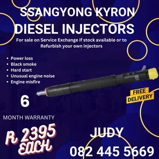 Ssangyong Kyron Diesel injectors for sale on service exchange or to recon