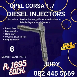 Open Corsa 1.7 Diesel injectors for sale on service exchange or to recon