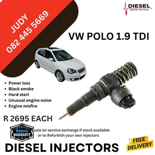 VW Polo 1.9 TDI Diesel injectors for sale on service exchange or to recon