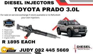 Toyota Prado 3.0L Diesel Injector for sale on service exchange or to recon