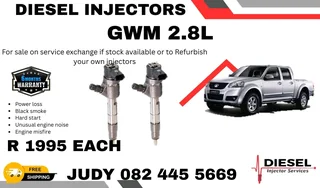 GWM 2.8L Diesel injectors for sale on service exchange or to recon