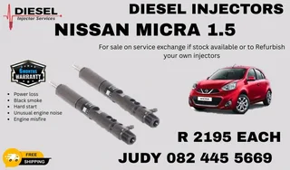 Nissan Micra 1.5 Diesel Injector for sale on service exchange or to recon
