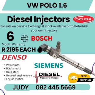 VW Polo 1.6 Diesel Injector for sale on service exchange or to recon