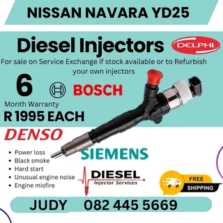 Nissan Navara YD25 Diesel Injector for sale on service exchange or to recon