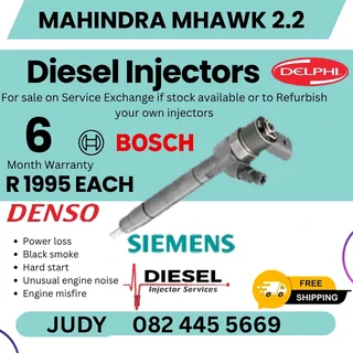 Mahindra Mhawk 2.2 Diesel Injector for sale on service exchange or to recon