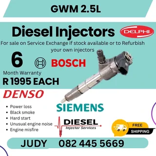 GWM 2.5L Diesel Injector for sale on service exchange or to recon