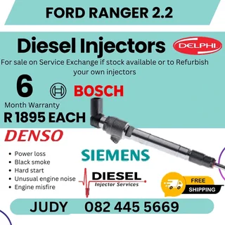 Ford Ranger 2.2 Diesel Injector for sale on service exchange or to recon