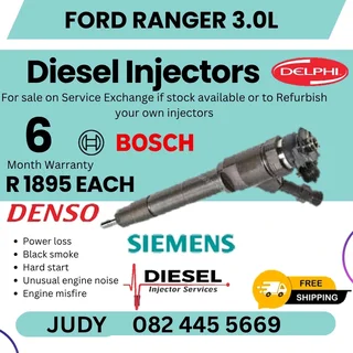 Ford Ranger 3.0L Diesel Injector for sale on service exchange or to recon