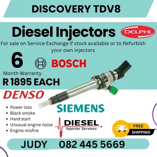 Discovery TDV8 Diesel Injector for sale on service exchange or to recon