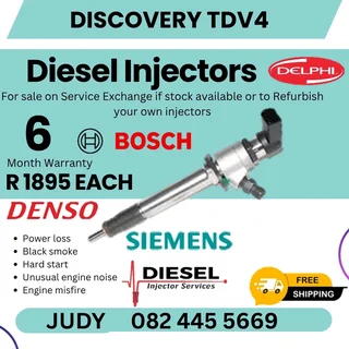Discovery TDV4 Diesel Injector for sale on service exchange or to recon