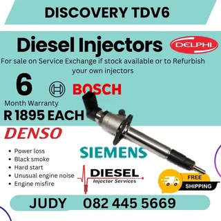 Discovery TDV6 Diesel Injector for sale on service exchange or to recon