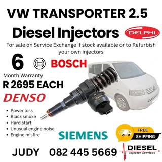 VW Transporter 2.5 Diesel Injector for sale on service exchange or to recon