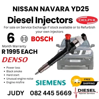 Nissan Navara YD25 Diesel Injector for sale on service exchange or to recon