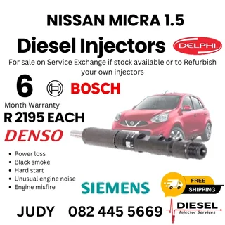 Nissan Micra 1.5 Diesel Injector for sale on service exchange or to recon