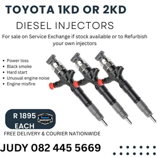 Toyota 1KD or 2KD Diesel injector for sale on service exchange or to recon