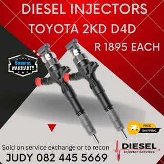 Toyota 2KD D4D Diesel injectors for sale on service exchange or to recon