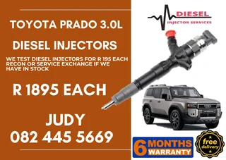 Toyota Prado 3.0L Diesel Injector for sale on service exchange or to recon