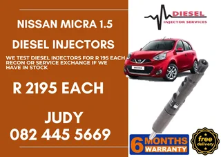 Nissan Micra 1.5 Diesel Injector for sale on service exchange or to recon