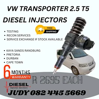 VW Transporter 2.5 T5 Diesel injector for sale on service exchange or to recon
