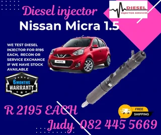 Nissan Micra 1.5 Diesel Injector for sale on service exchange or to recon