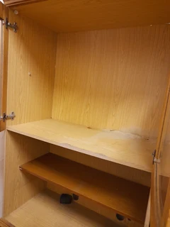 3x Upright brown cupboard