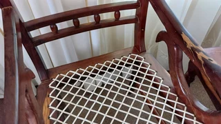 Olienhout riempies chair 2x seat table solid wood wooden hardwood furniture vintage antique