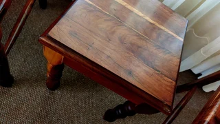 Olienhout riempies chair 2x seat table solid wood wooden hardwood furniture vintage antique