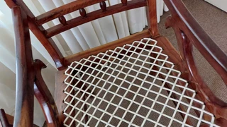 Olienhout riempies chair 2x seat table solid wood wooden hardwood furniture vintage antique