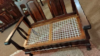 Tamboti tambotie riempies bank seat chair table stool vintage antique wood wooden hardwood set