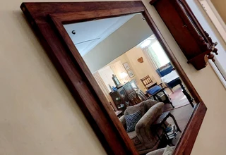 Vintage antique mirror with wooden frame art wall display decor