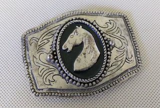 Belt buckle metal cowboy cowgirl cattle horse eagle signage