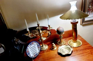 Vintage antique chandelier brass metal