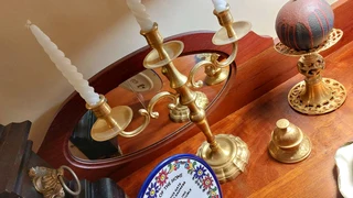 Vintage antique chandelier brass metal