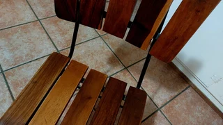 Vintage kiaat teak solid wood table and 6 chairs kitchen 1970 antique