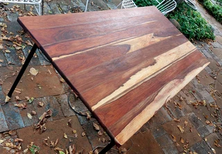 Vintage kiaat teak solid wood table and 6 chairs kitchen 1970 antique