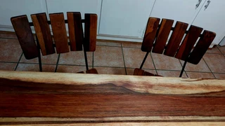 Vintage kiaat teak solid wood table and 6 chairs kitchen 1970 antique