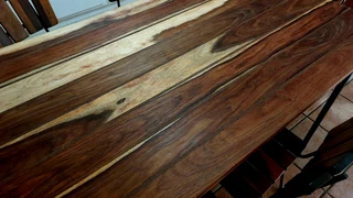 Vintage kiaat teak solid wood table and 6 chairs kitchen 1970 antique