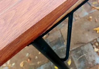 Vintage kiaat teak solid wood table and 6 chairs kitchen 1970 antique