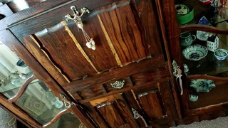 Solid tamboti display cabinet 1940s tambotie hardwood